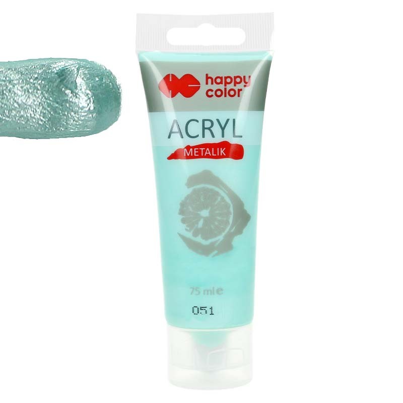 Farba akrylowa Happy Color 75ml - 051 Zielony miętowy perłowy