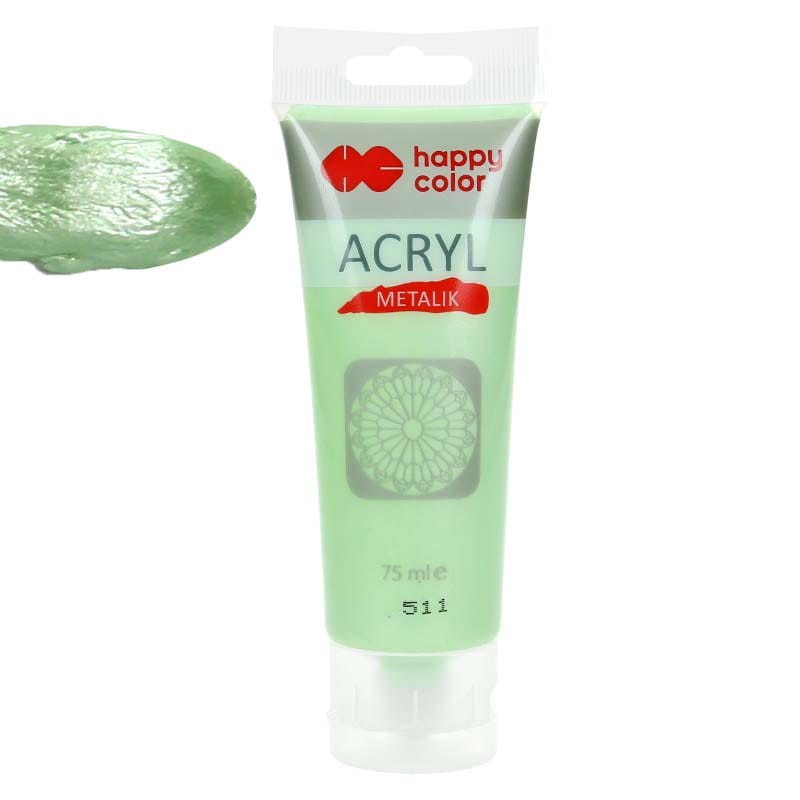 Farba akrylowa Happy Color 75ml - 511 Zielony limonka metalik