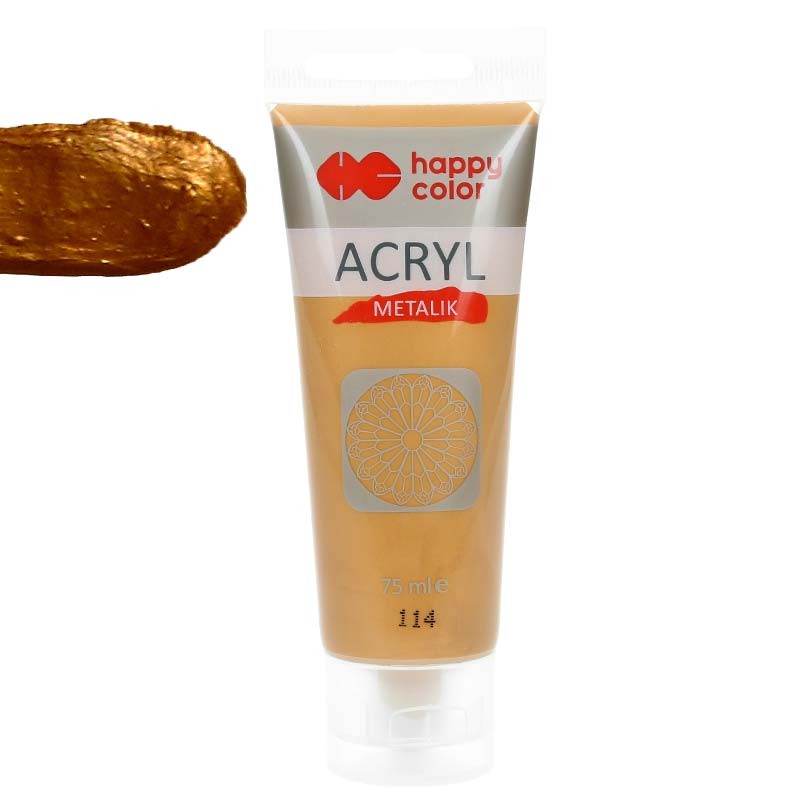 Farba akrylowa Happy Color 75ml - 114 Głębokie złoto metalik