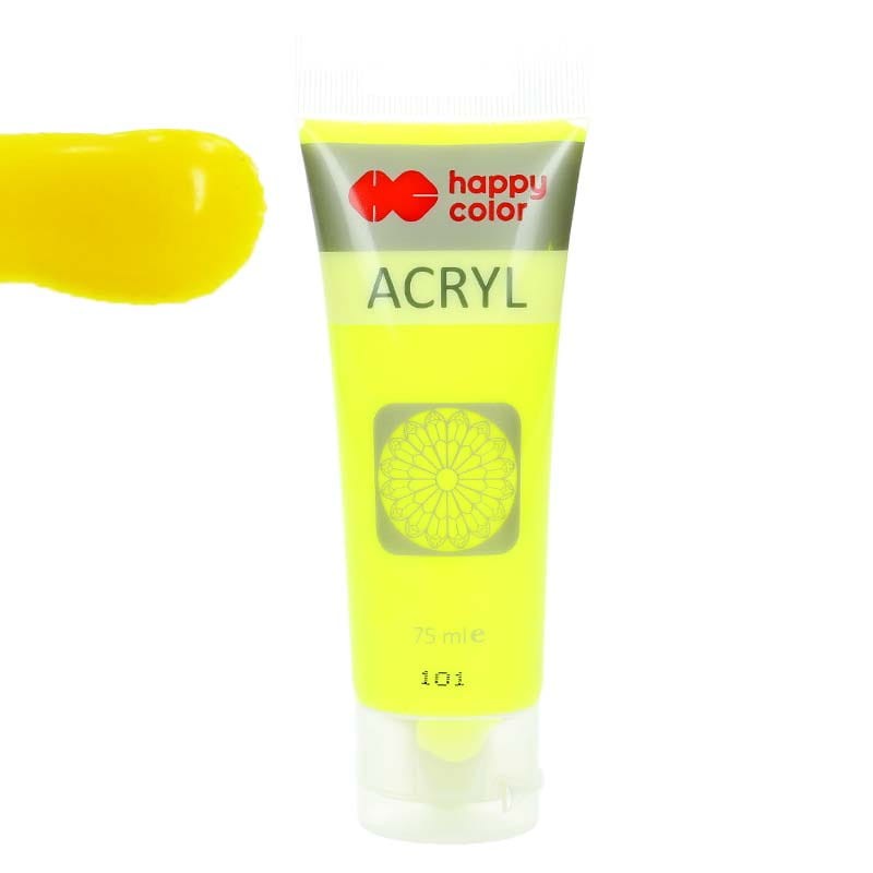 Farba akrylowa  Happy Color 75ml - 101 Żółty fluo