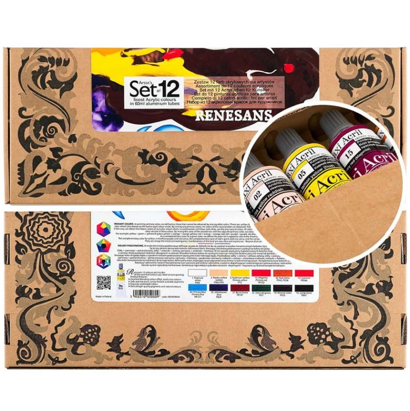 Zestaw Farb Renesans Maxi Acril  12x60 ml