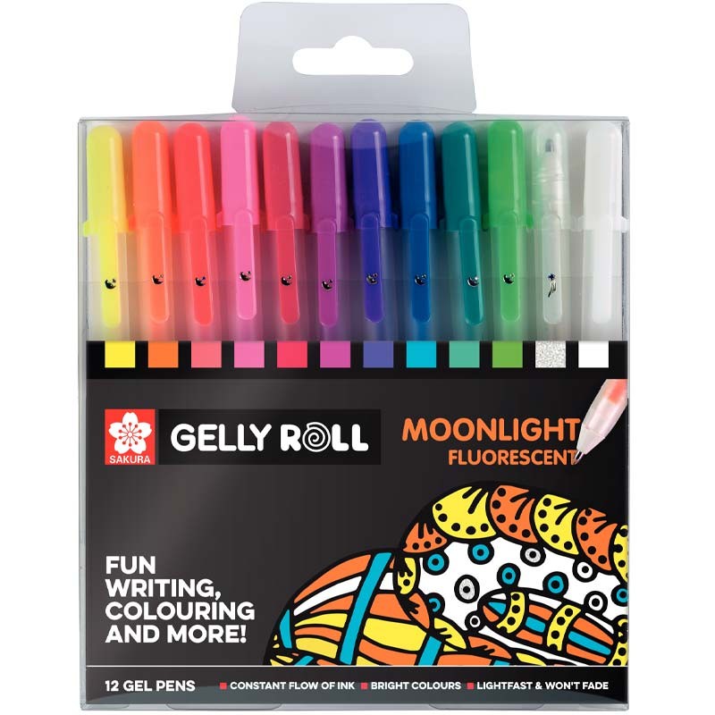 Pisaki żelowe Gelly Roll Moonlight 12 szt Fluorescent