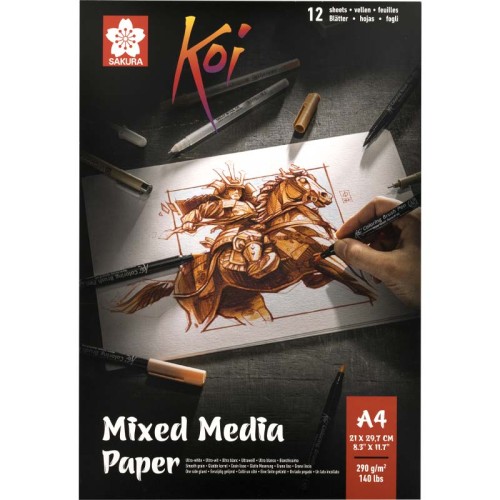 Blok mixed media Koi Sakura - A4, 290 g, 12 ark.