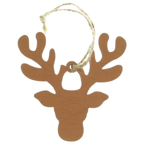 Zawieszki drewniane głowa renifera 7 cm 6 szt.
