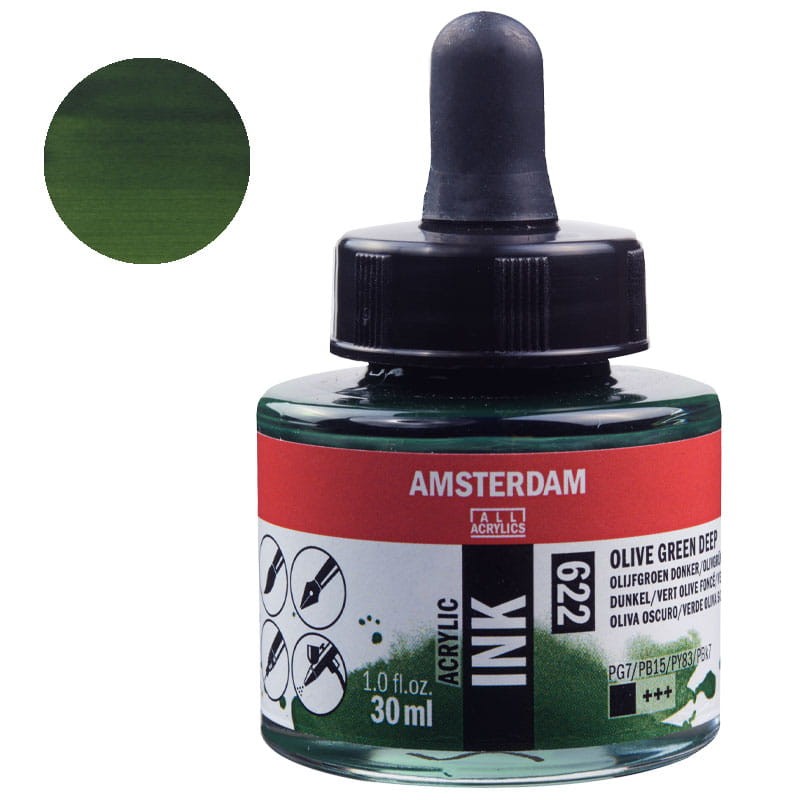 Tusz akrylowy Amsterdam Acrylic Ink 30 ml 622 Olive Green Deep