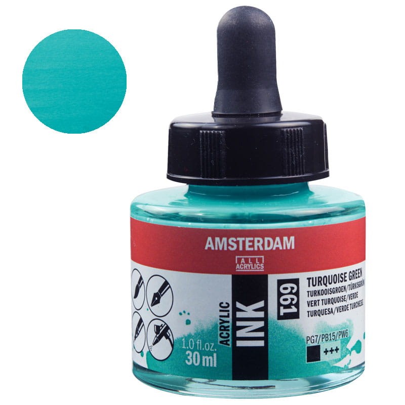 Tusz akrylowy Amsterdam Acrylic Ink 30 ml 661 Turquoise Green