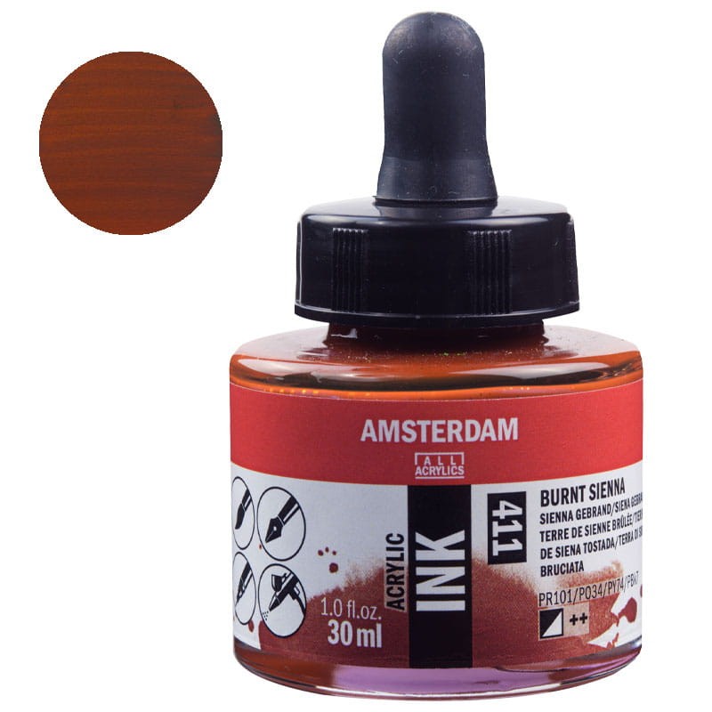 Tusz akrylowy Amsterdam Acrylic Ink 30 ml 411 Burnt Sienna
