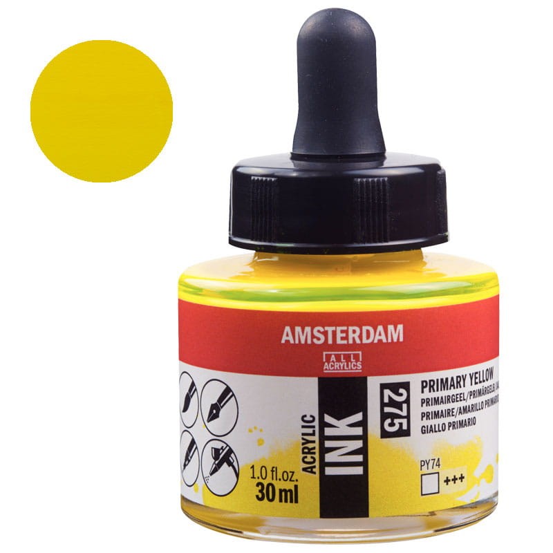Tusz akrylowy Amsterdam Acrylic Ink 30 ml 275 Primary Yellow