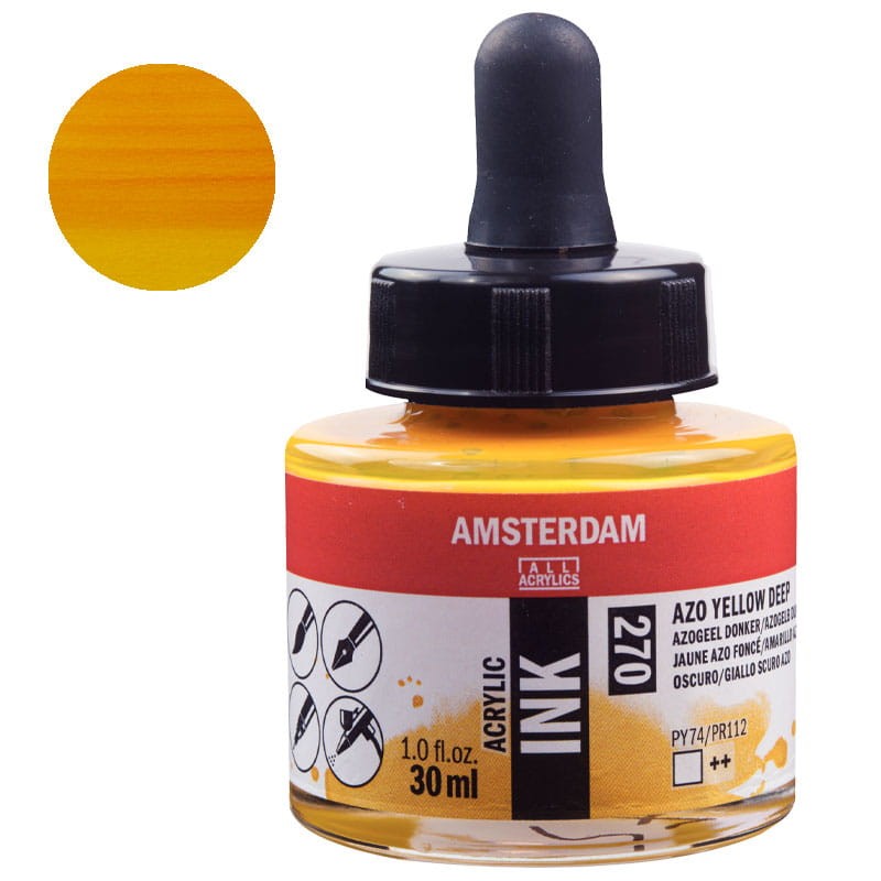 Tusz akrylowy Amsterdam Acrylic Ink 30 ml 270 Azo Yellow Deep