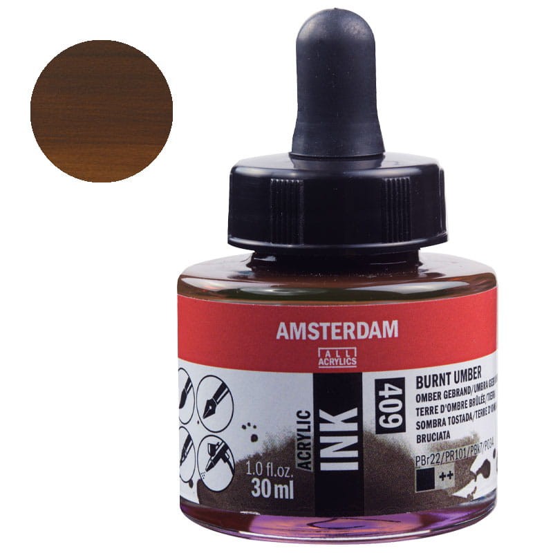 Tusz akrylowy Amsterdam Acrylic Ink 30 ml 409 Burnt Umber