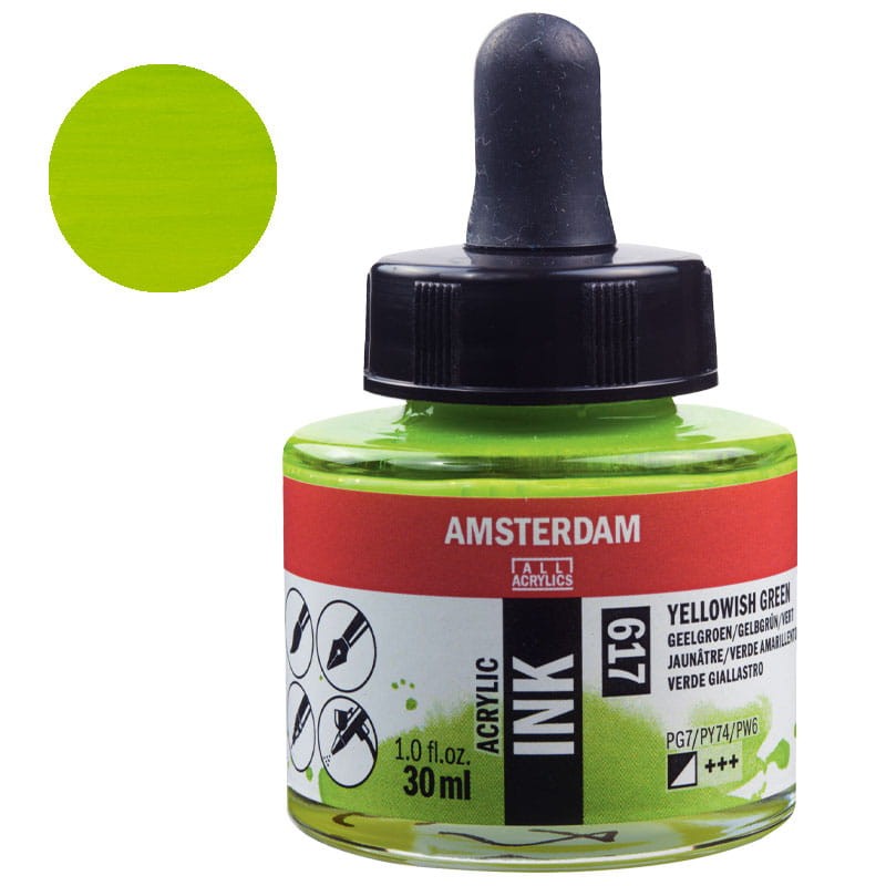Tusz akrylowy Amsterdam Acrylic Ink 30 ml 617 Yellowish Green
