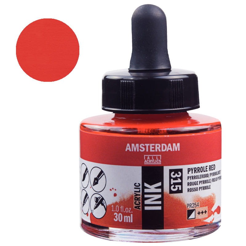 Tusz akrylowy Amsterdam Acrylic Ink 30 ml 315 Pyrrole Red Royal Talens