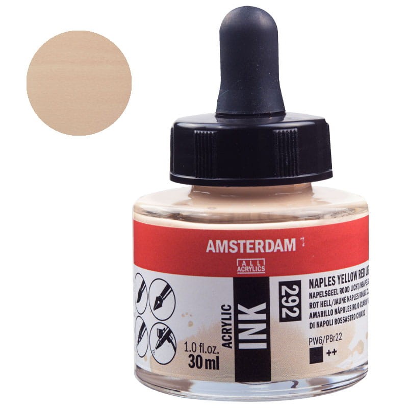 Tusz akrylowy Amsterdam Acrylic Ink 30 ml 292 Naples Yellow Red Light Royal Talens