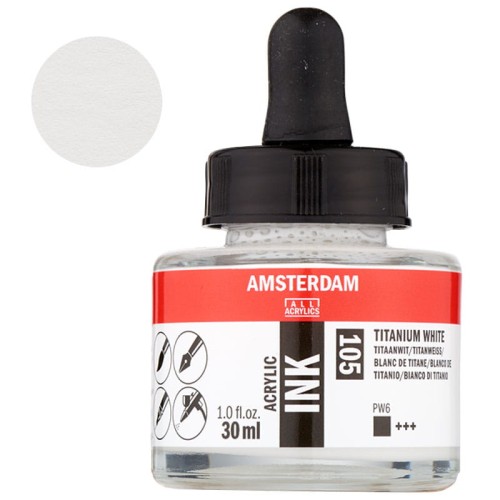 Tusz akrylowy Amsterdam Acrylic Ink Talens 30 ml - 105 Titanium White