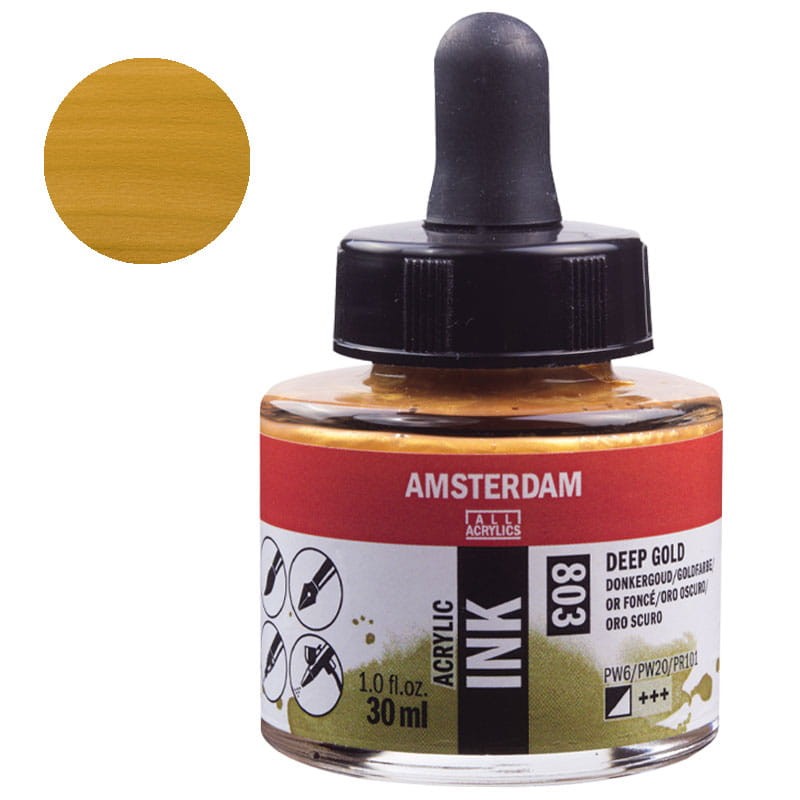 Tusz akrylowy Amsterdam Acrylic Ink 30 ml 802 Light Gold