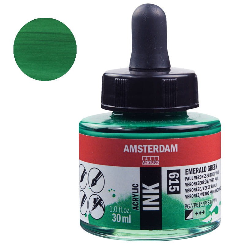 Tusz akrylowy Amsterdam Acrylic Ink 30 ml 615 Emerald Green