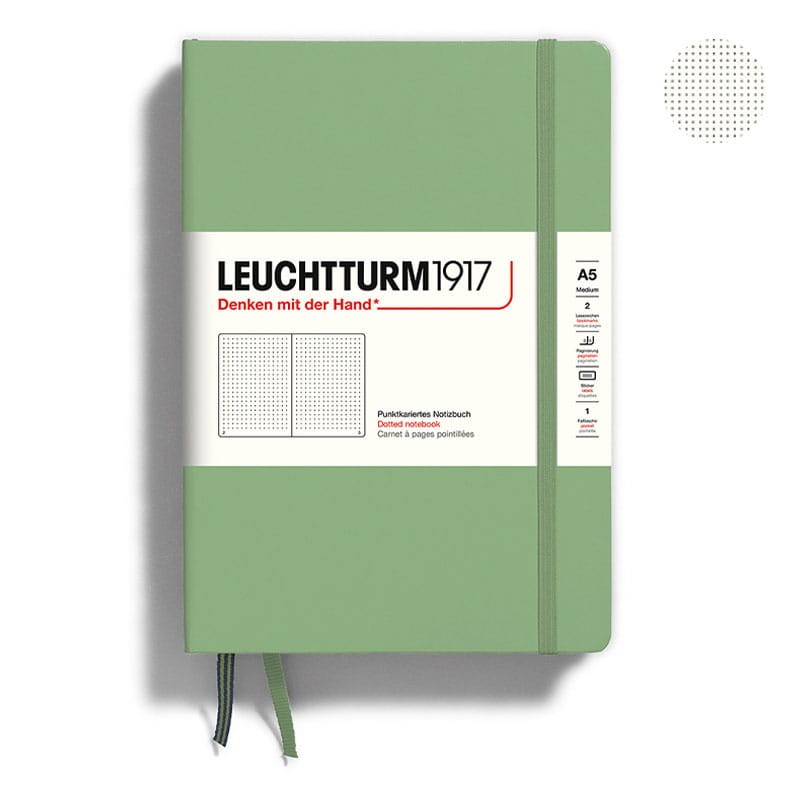 Notatnik Leuchtturm1917 w kropki A5 twarda okładka - Szałwiowy