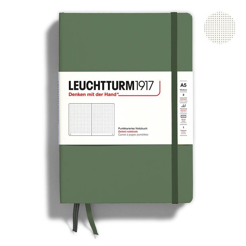Notatnik Leuchtturm1917 w kropki A5 twarda okładka -  Olive