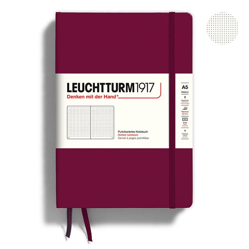 Notatnik Leuchtturm1917 w kropki A5 twarda okładka - Bordowy