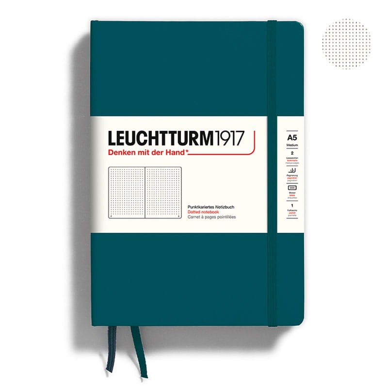Notatnik Leuchtturm1917 w kropki A5 twarda okładka - Pacific Green