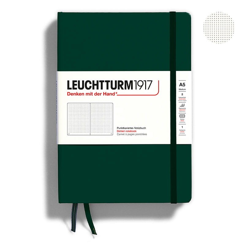 Notatnik Leuchtturm1917 w kropki A5 twarda okładka - Forest green