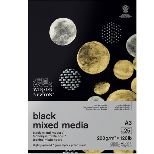 Blok Mixed Media Winsor & Newton czarny - A3, 250 g, 25 ark.