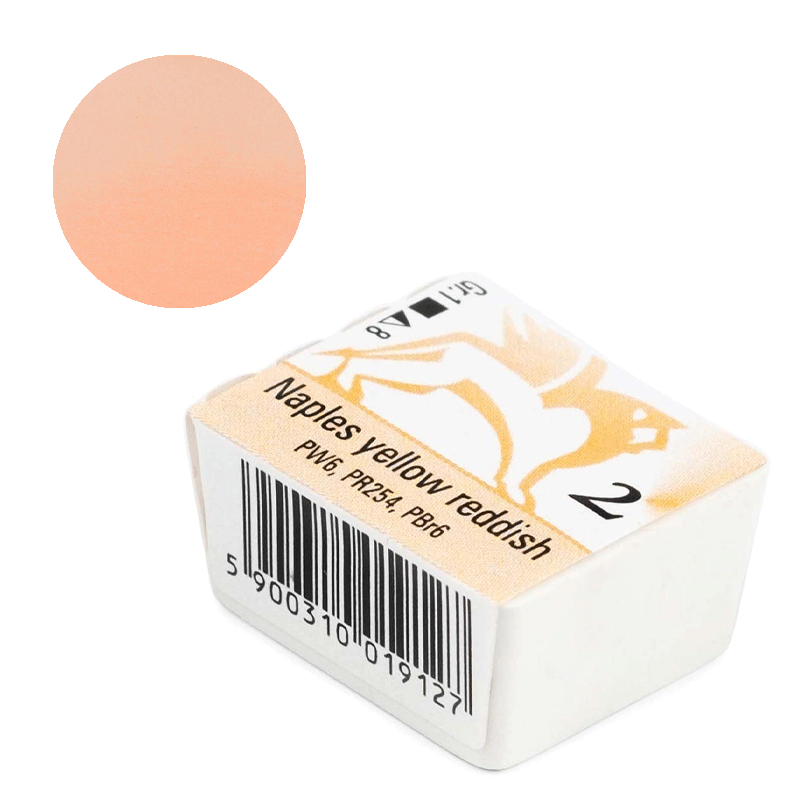 Farba akwarelowa Renesans kostka - 02 Żółta z Neapolu różowa