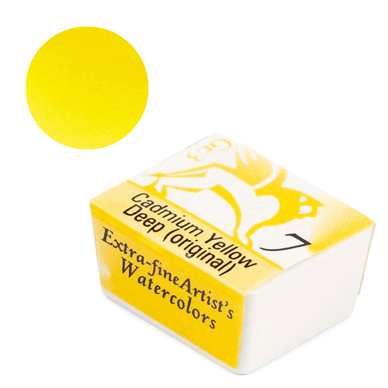 Farba akwarelowa Renesans kostka - 07 Żółta kadmowa ciemna (prawdziwa)