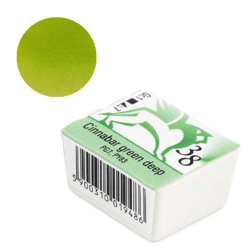 Farba akwarelowa Renesans półkostka - 38 Zieleń cynobrowa ciemna