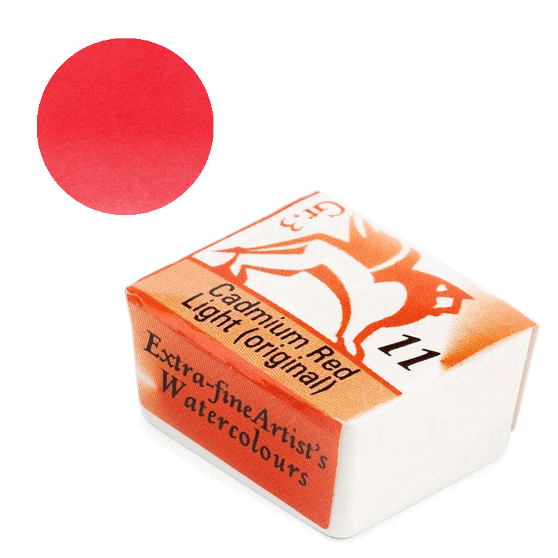 Farba akwarelowa Renesans kostka - 11 Czerwień kadmowa jasna