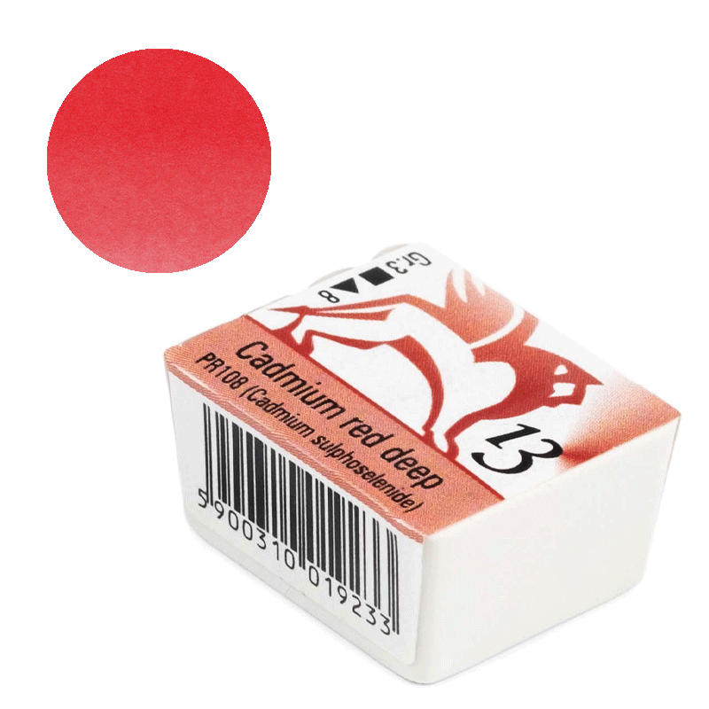 Farba akwarelowa Renesans kostka - 13 Czerwień kadmowa ciemna