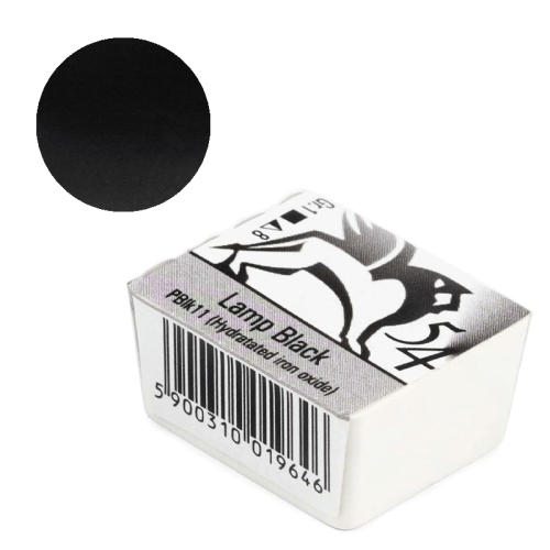 Farba akwarelowa Renesans półkostka - 54 Czerń karbonowa (sadza)