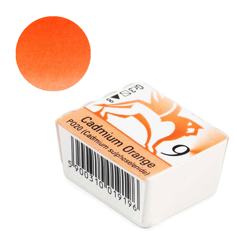 Farba akwarelowa Renesans kostka - 09 Kadmium pomarańczowy