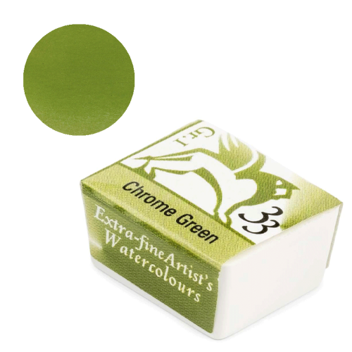 Farba akwarelowa Renesans półkostka - 33 Zieleń chromowa