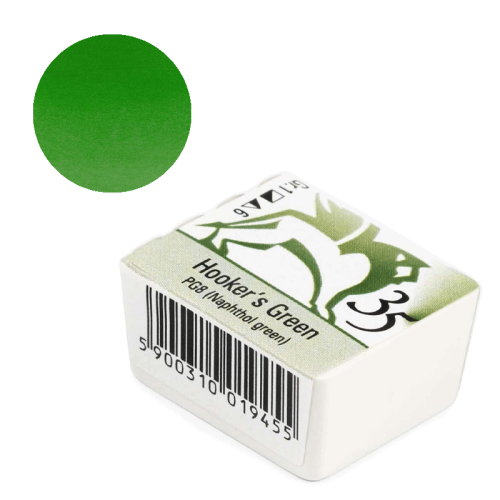 Farba akwarelowa Renesans półkostka - 35  Zieleń Hookera