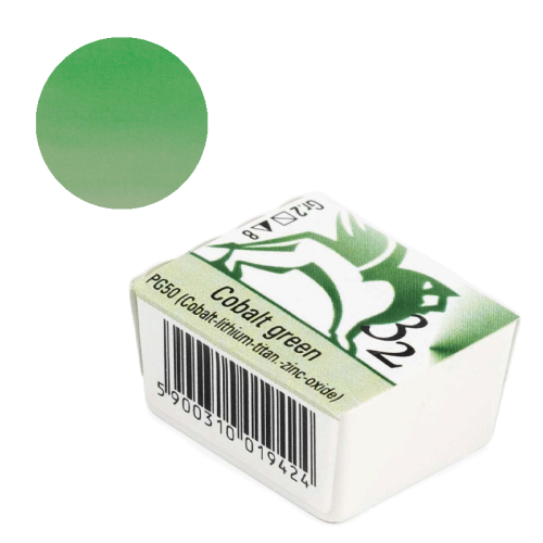 Farba akwarelowa Renesans półkostka - 32 Zieleń kobaltowa