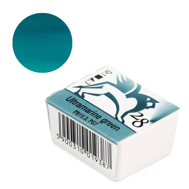 Farba akwarelowa Renesans kostka - 28 Zieleń ultramaryna