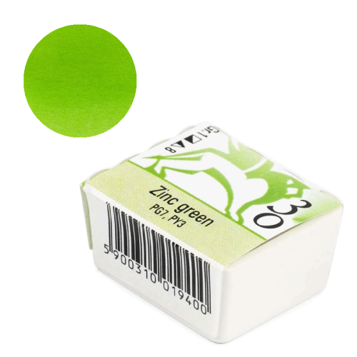 Farba akwarelowa Renesans półkostka - 30 Zieleń cynkowa