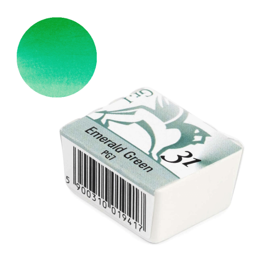 Farba akwarelowa Renesans półkostka - 31 Zieleń szmaragdowa