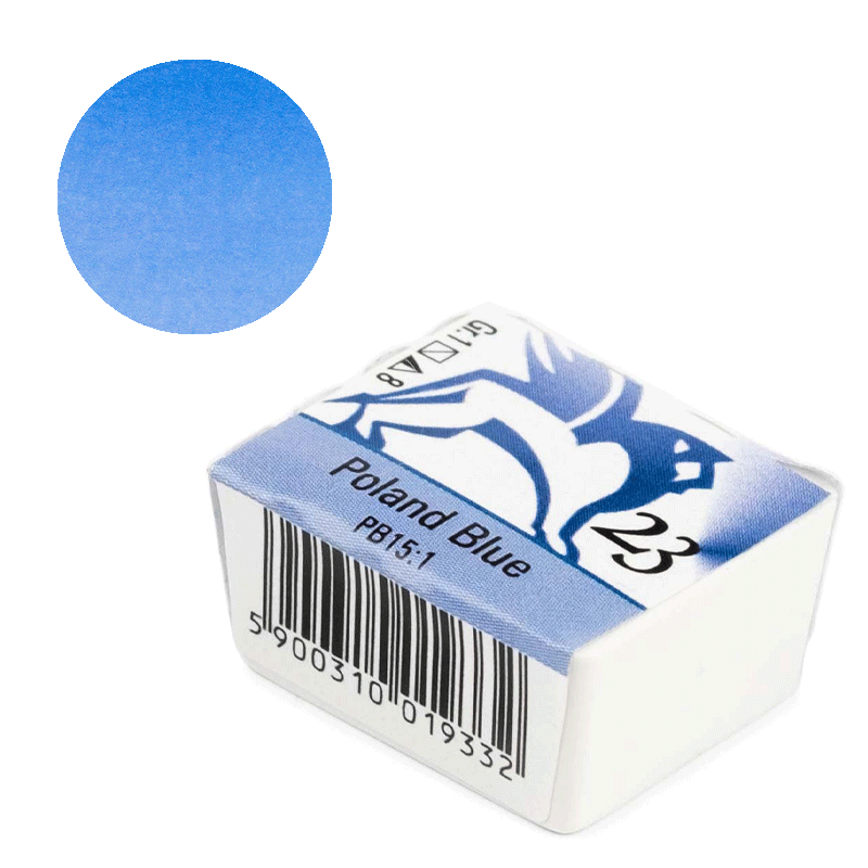 Farba akwarelowa Renesans kostka - 23 Błękit polski