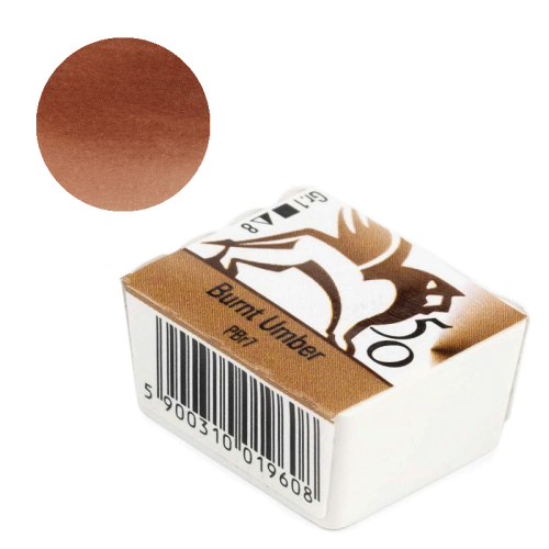 Farba akwarelowa Renesans półkostka - 50 Umbra palona