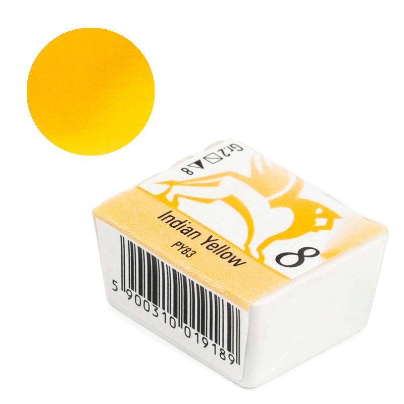 Farba akwarelowa Renesans kostka - 08 Żółta indyjska