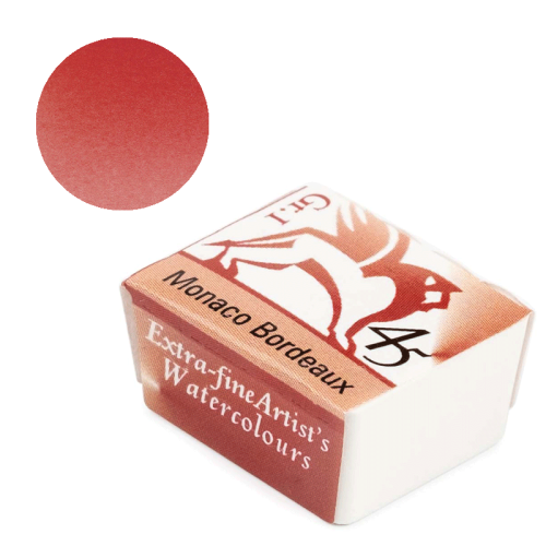 Farba akwarelowa Renesans półkostka - 45 Bordowy