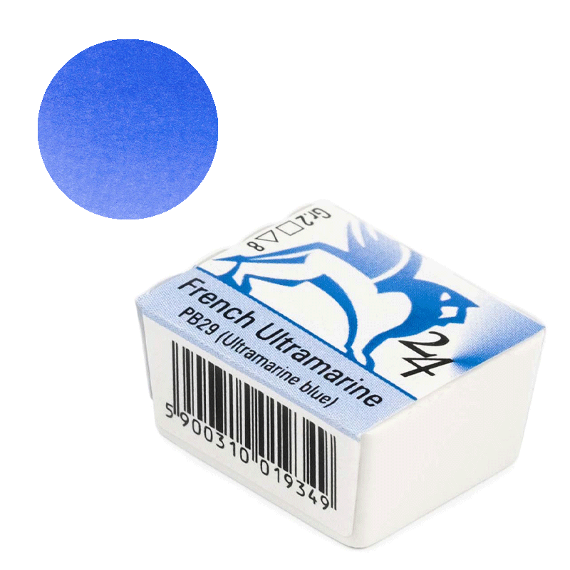 Farba akwarelowa Renesans kostka - 24 Ultramaryna