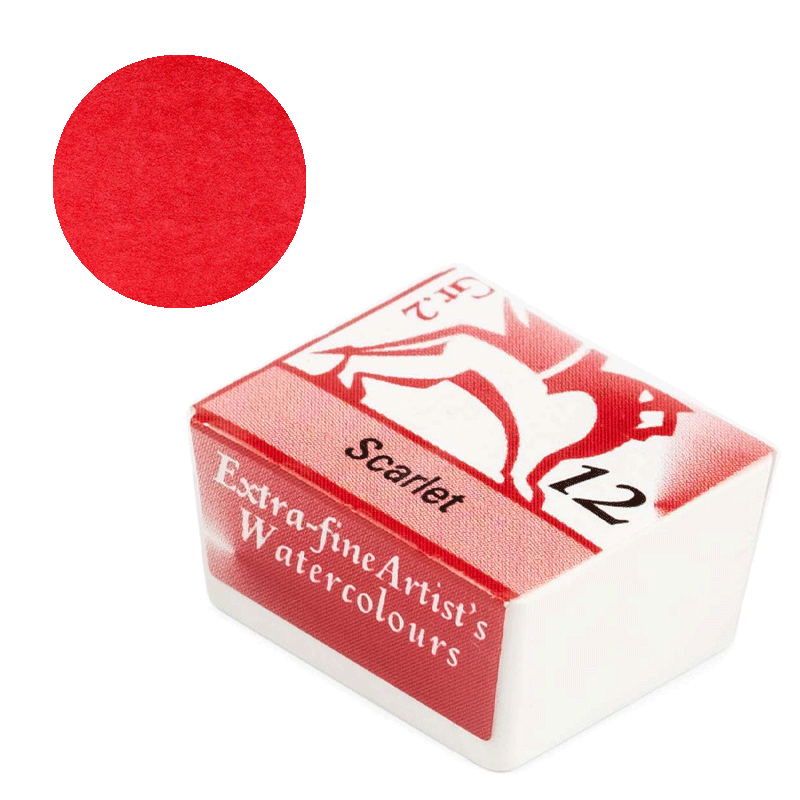 Farba akwarelowa Renesans kostka - 12 Szkarłat