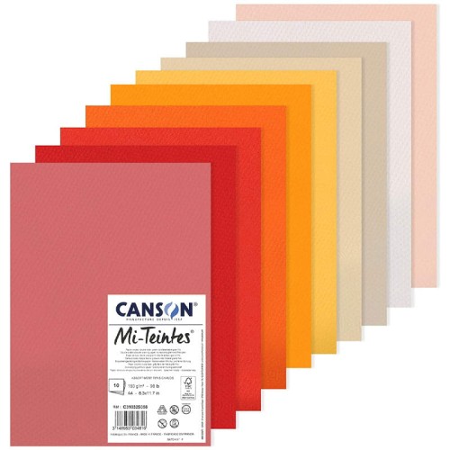Papier Mi-Teintes A4, 160g, 10 arkuszy - Kolory ciepłe