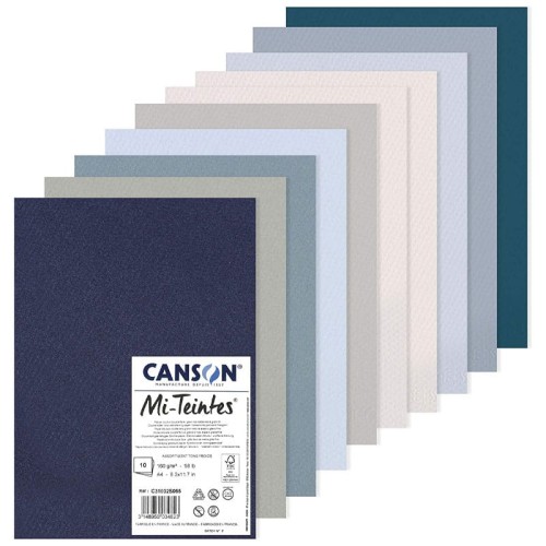 Papier Mi-Teintes A4, 160g, 10 arkuszy - Kolory zimne