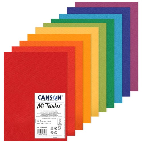 Papier Mi-Teintes A4, 160g, 10 arkuszy - Żywe kolory