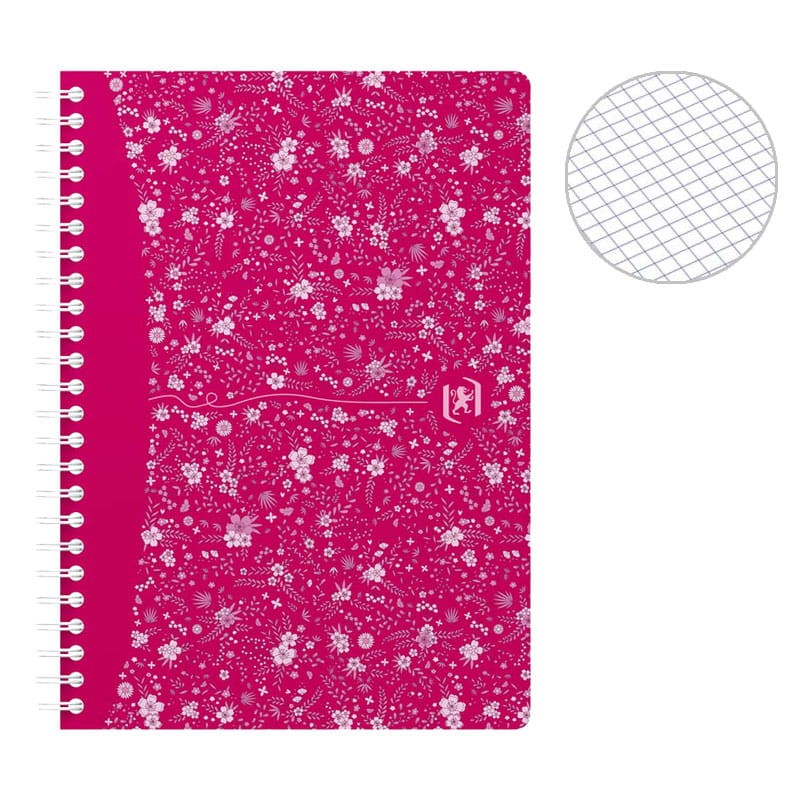 Zeszyt kołowy Oxford Flowers 90 g A5 60 ark. magenta