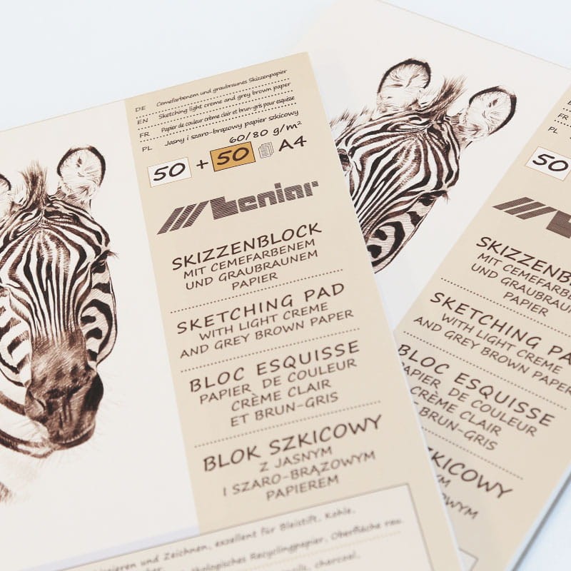 Blok szkicowy Leniar zebra Eco mix - A5, 80 g, 100 ark., 2 kol.